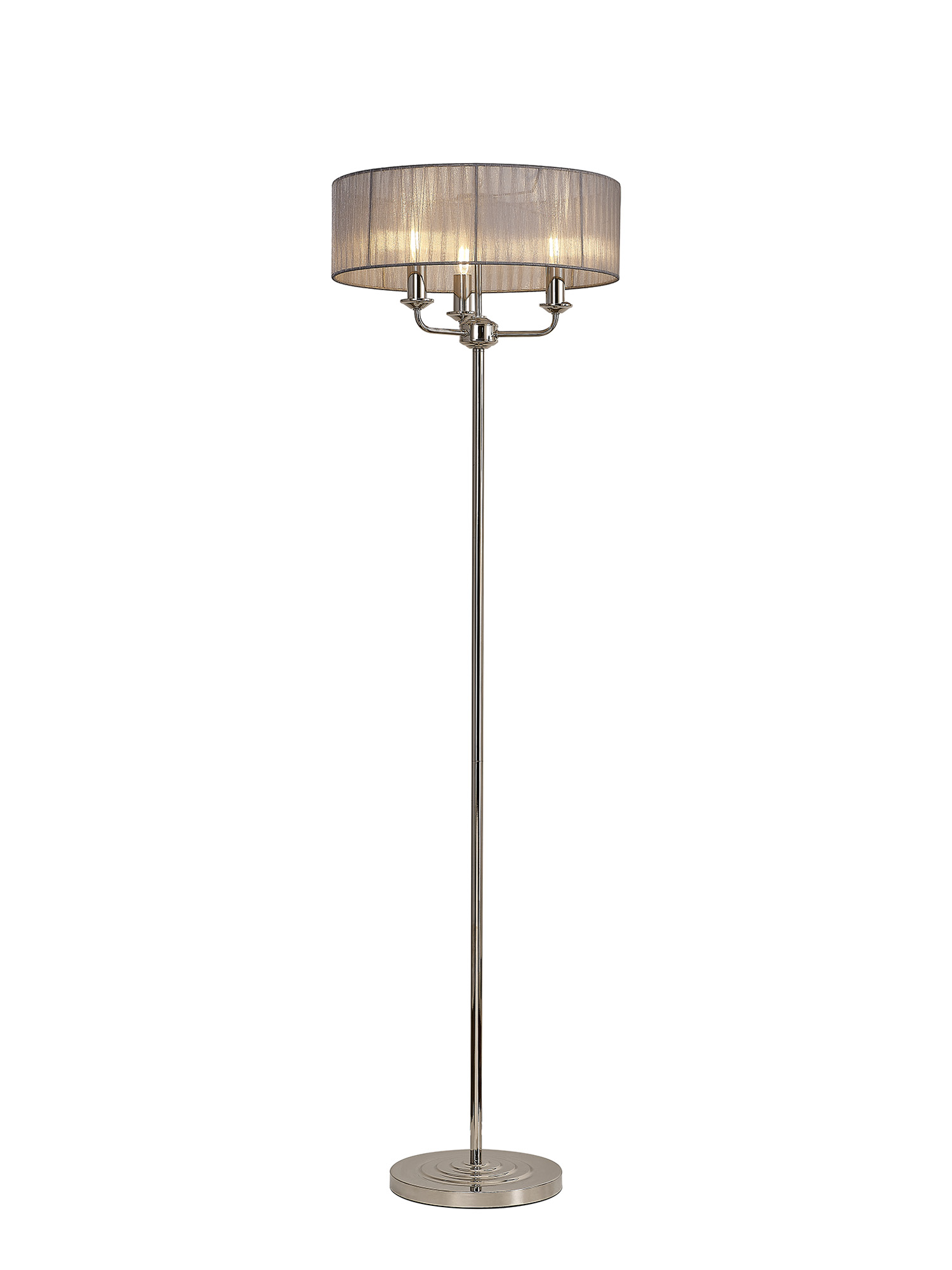 DK0890  Banyan 45cm 3 Light Floor Lamp Polished Nickel, Grey